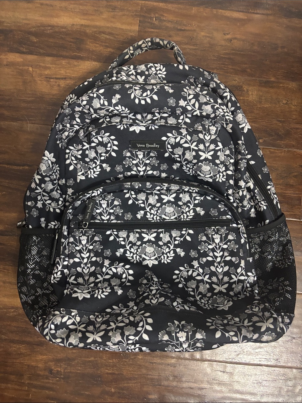 Vera Bradley Black & White Floral Campus Backpack
